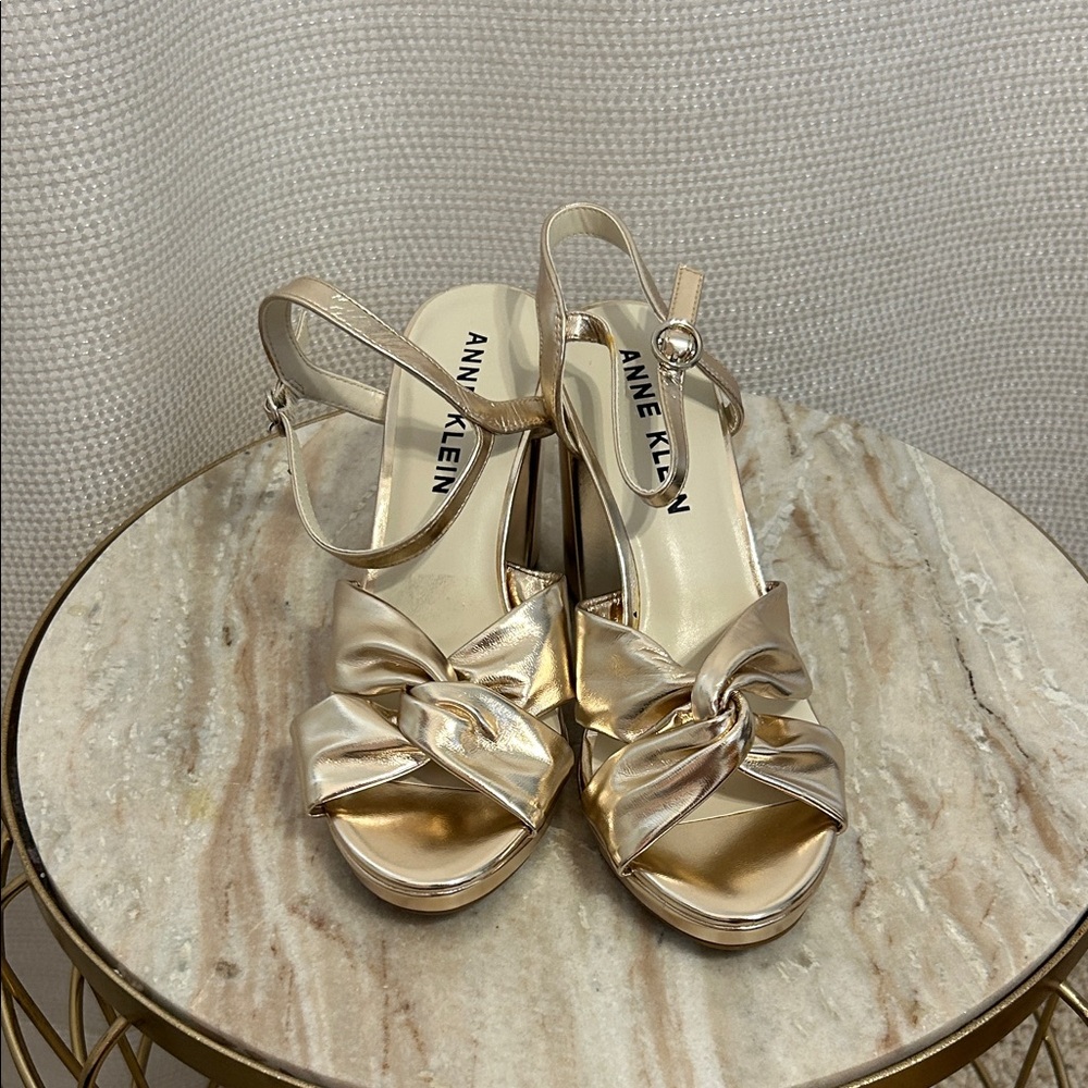 Anne Klein Gold Knot Heels
